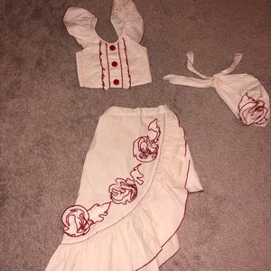 2pc crop top and ruffle skirt